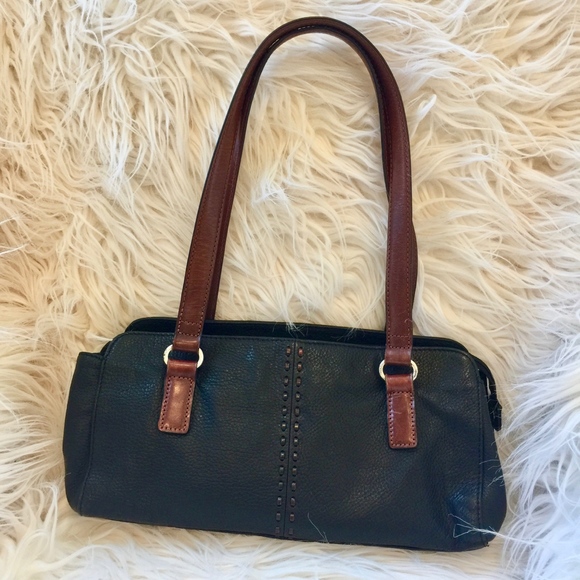 Vintage Fossil Pebbled Leather Bag w/ Stitching Detail - Picture 5 of 5